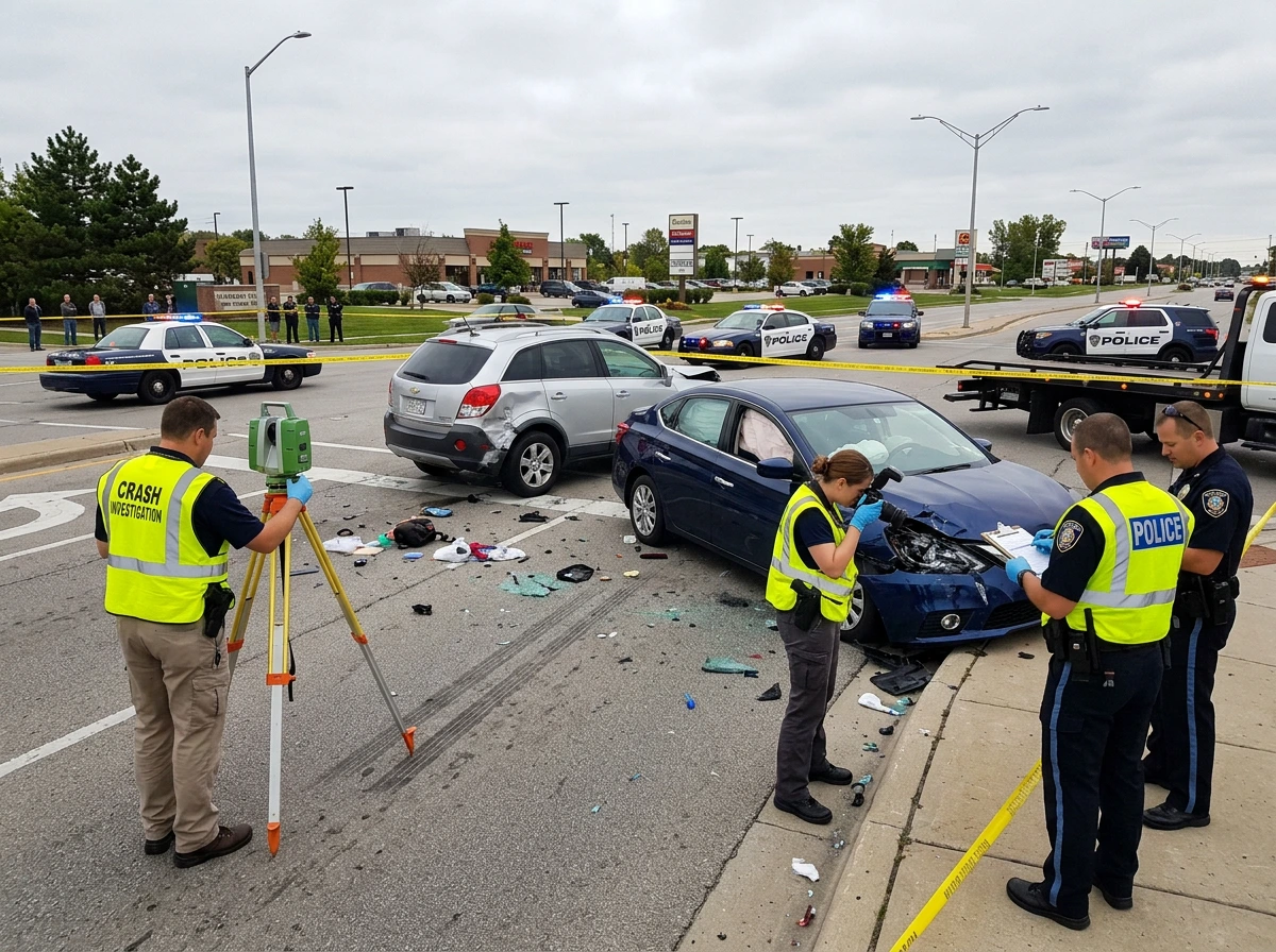 Crash investigators documenting a collision scene